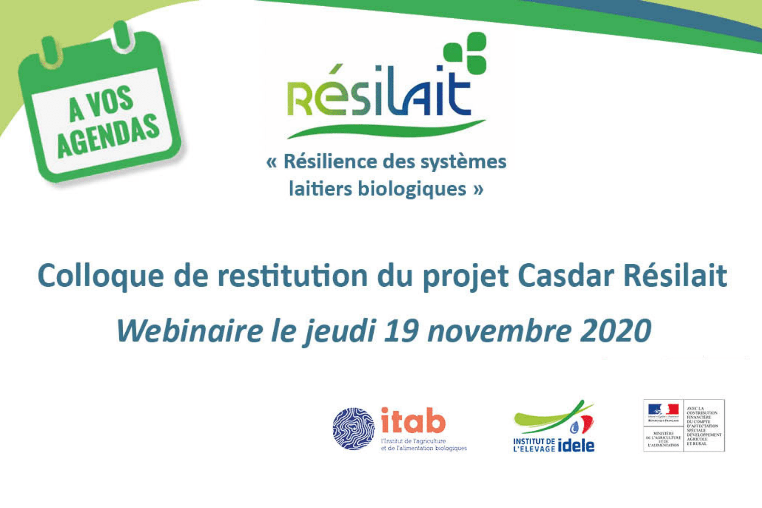 Projet Résilait : le séminaire de restitution aura bien lieu le 19 novembre, mais en webinaire !